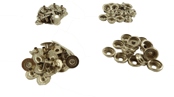 Broches tela y tela 40/10 niquelado x 200 unidades.