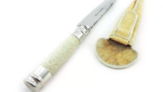 Cuchillo cabo tejido con copas de plata de 6 pulgadas