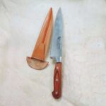 Cuchillo de asador, cabo de madera, vaina de suela artesanal - Image 3