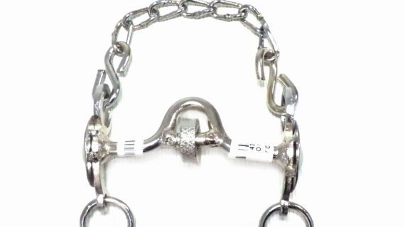 Freno de hierro niquelado con copa y coscoja para pony