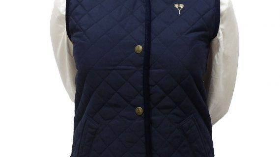 Chaleco de dama azul matelasse con broche