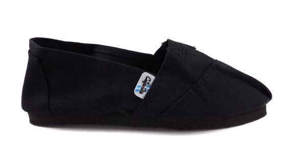 Alpargata de lona negra con fondo de goma eva para niños