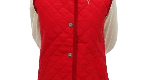 Chaleco de dama matelasse rojo con broche