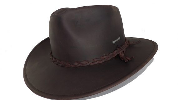Sombrero australiano de cuero engrasado marrón