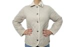 Campera de dama matelasseada de microfibra color crudo