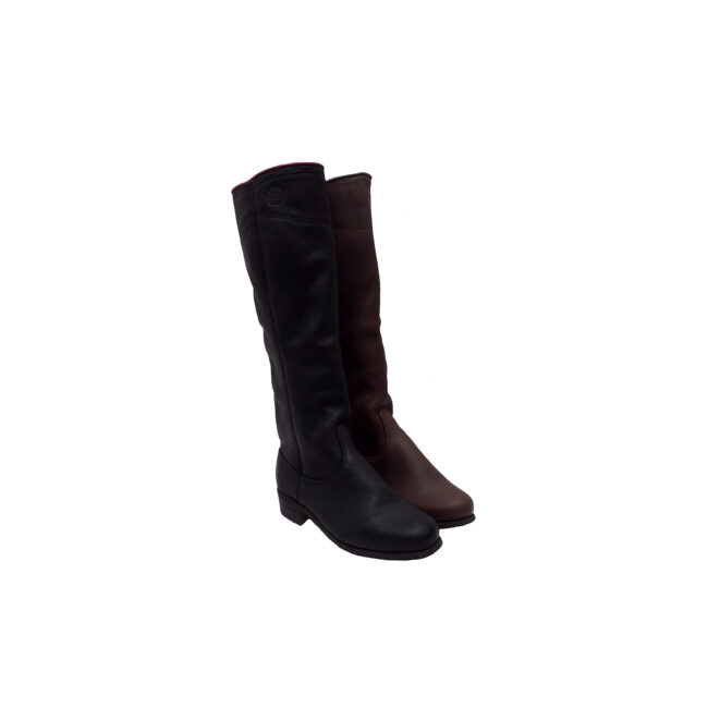Botas de cuero caña larga blanda fondo de goma granulada - Image 1