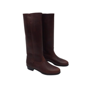 Botas de cuero engrasado caña larga fondo de goma