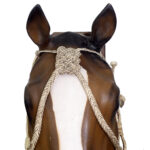 Cabezada y riendas de cuero crudo trenza chata con nudo frentero - Image 4