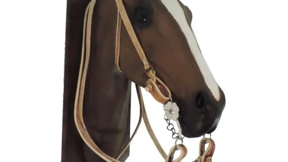 Cabezada y riendas de cuero crudo cosidas con hilo