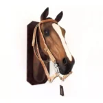 Cabezada y riendas de cuero sobado modelo pampa con botón y moño