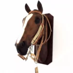 Cabezada y riendas de cuero sobado modelo pampa con botón y moño - Image 2