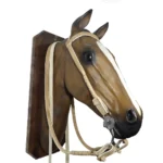 Cabezada y riendas de cuero crudo con macho trenzado y hebilla - Image 4