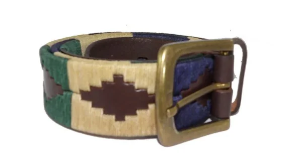 Cinto de cuero bordado entero verde