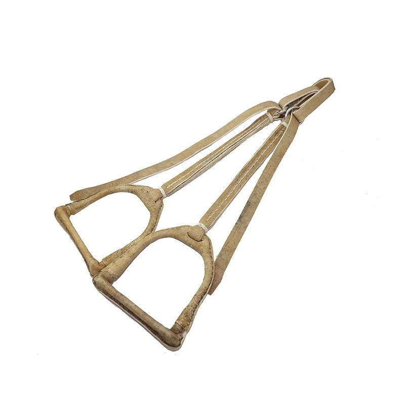 tcr-436312-1772141454.webp Estribos de hierro pulido forrados con estriberas de cuero crudo - Image 1