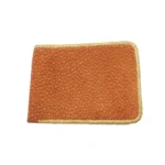 Billetera de cuero de carpincho con costura de borde