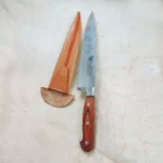 Cuchillo de asador, cabo de madera, vaina de suela artesanal - Image 3