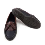 Mocasín de dama en cuero combinado negro