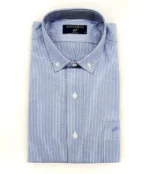 Camisa tela Oxford rayada azul para hombre - Image 2