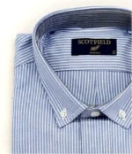 Camisa tela Oxford rayada azul para hombre - Image 3