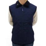 Chaleco de dama matelasse azul con cierre