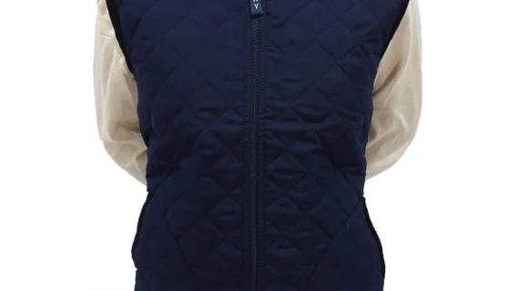 Chaleco de dama matelasse azul con cierre