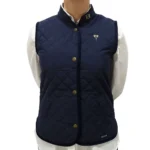 Chaleco de dama azul matelasse con broche