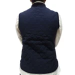 Chaleco de dama azul matelasse con broche - Image 2