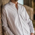 Camisa tela Oxford lisa blanca para hombre