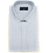 Camisa tela Oxford rayada celeste para hombre - Image 2