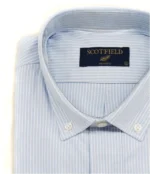 Camisa tela Oxford rayada celeste para hombre - Image 3