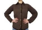 Campera de dama matelasseada de microfibra color chocolate