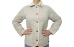 Campera de dama matelasseada de microfibra color crudo