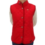 Chaleco de dama matelasse rojo con broche