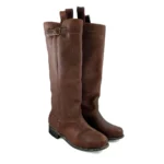 Botas de cuero caña larga blanda con hebilla marrón