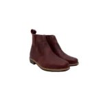 Bota corta con elástico punta cuadrada color tabaco