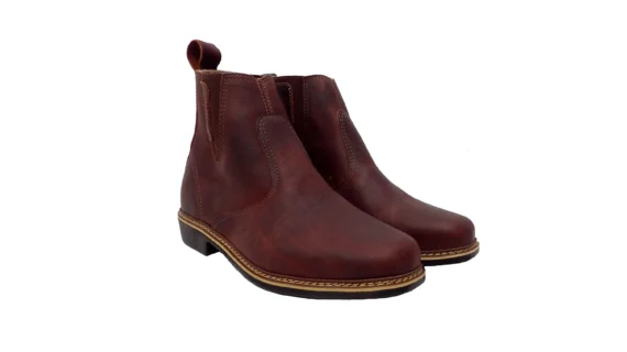 Bota corta con elástico punta cuadrada color tabaco
