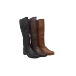 Botas de cuero caña larga blanda fondo de suela